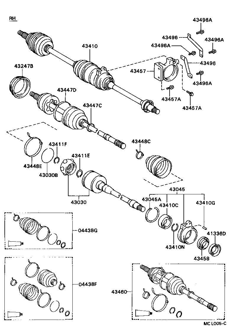 04438-32150 BOOT KIT, FRONT DRIVE SHAFT, IN & OUTBOARD, RH product image