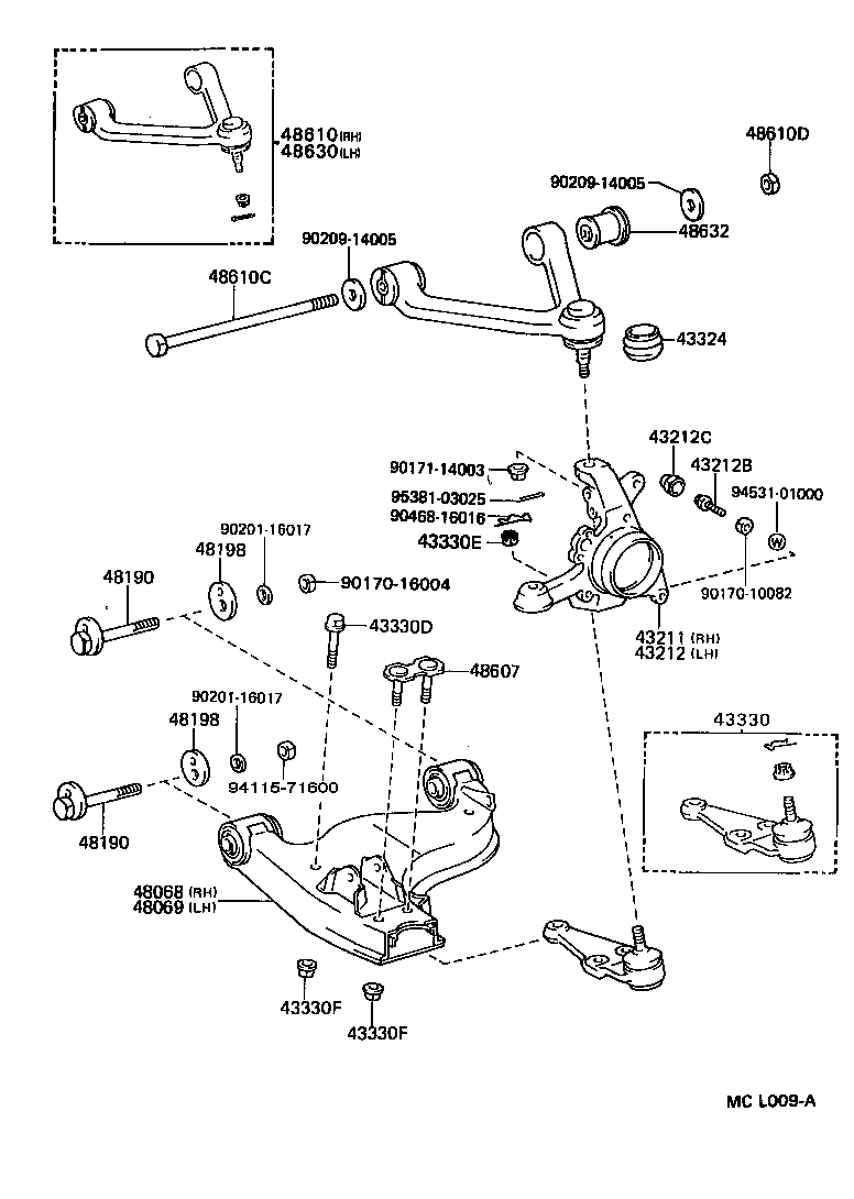 Toyota 43212-14022 KNUCKLE, STEERING, LH