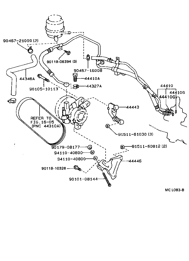 44348-16110 HOSE, OIL RESERVOIR TO PUMP, NO.1 product image