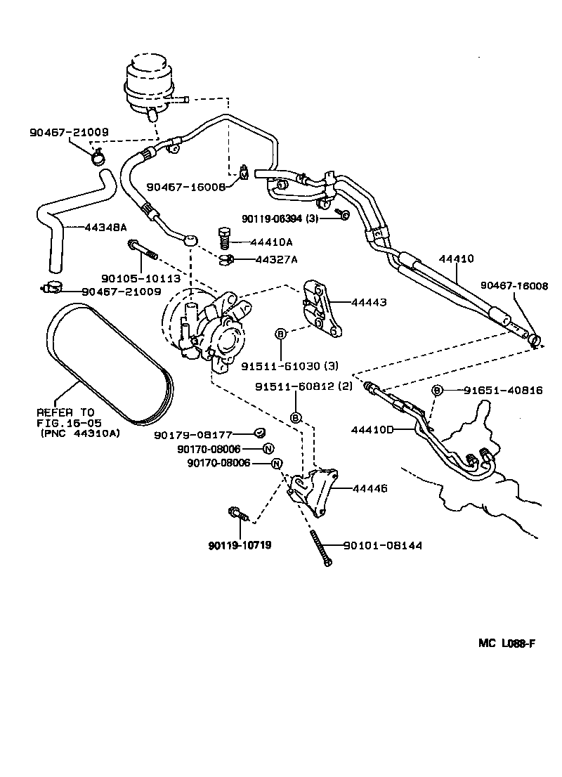 Toyota 44348-16120 HOSE, OIL RESERVOIR TO PUMP, NO.1