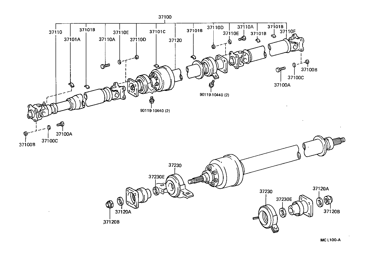 37100-16030 SHAFT ASSY, PROPELLER W/CENTER BEARING product image