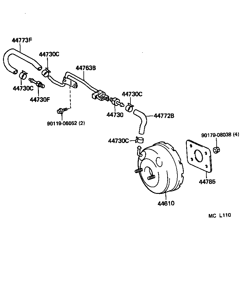44772-16110 HOSE, CHECK VALVE TO BRAKE BOOSTER product image