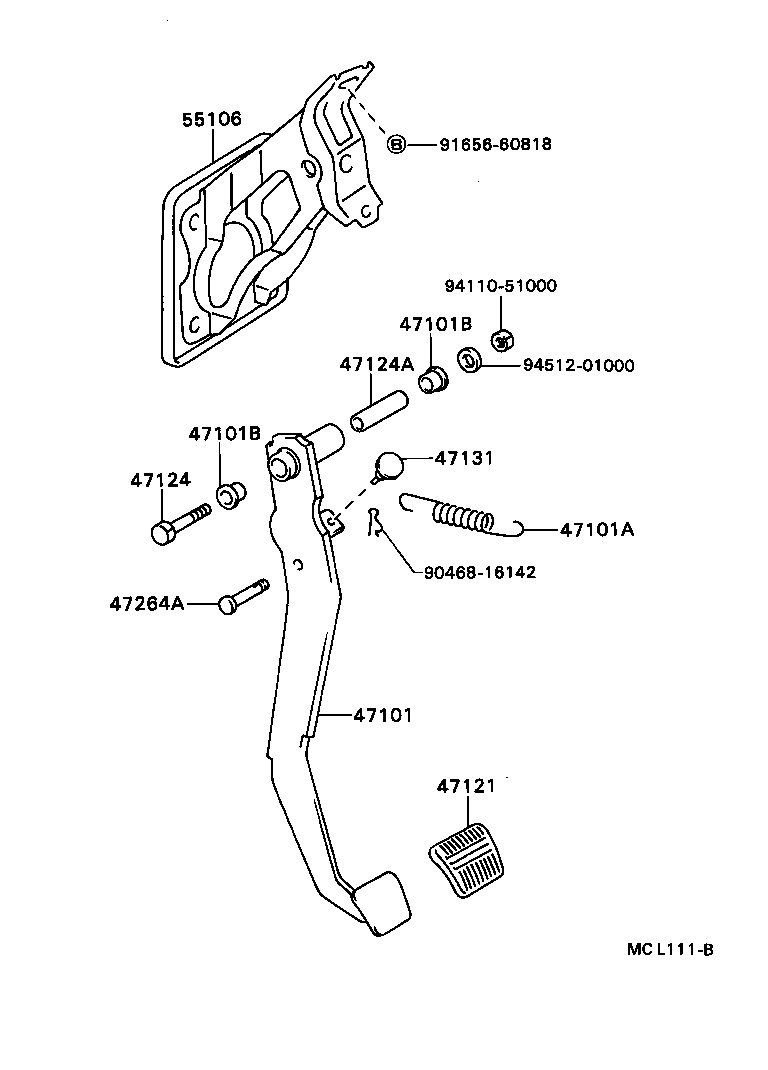 47101-16130 PEDAL SUB-ASSY, BRAKE product image