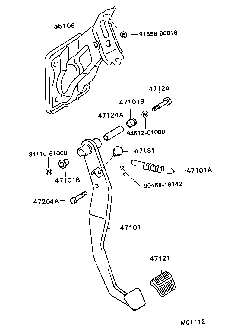 47101-16130 PEDAL SUB-ASSY, BRAKE product image