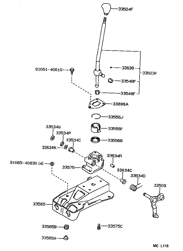 33530-13030 LEVER ASSY, SHIFT (FOR FLOOR SHIFT) product image