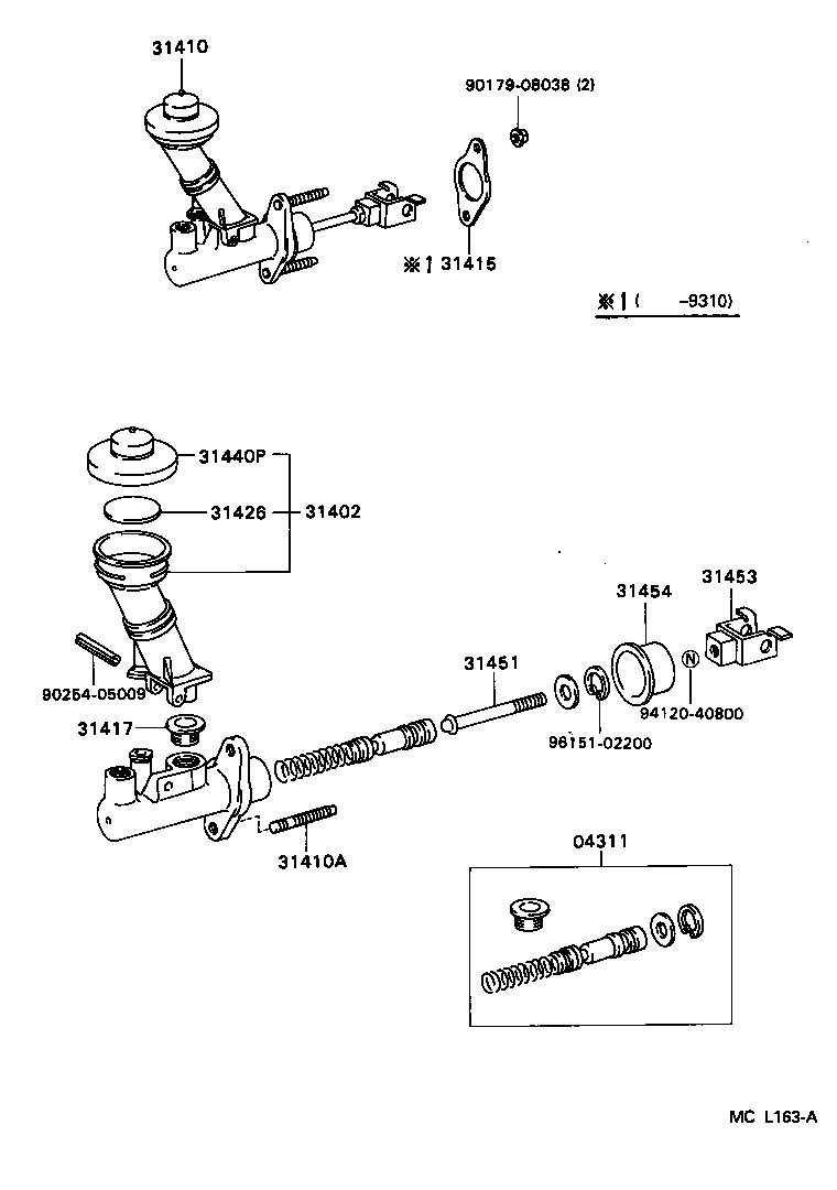 Toyota 04311-12080 CYLINDER KIT, CLUTCH MASTER