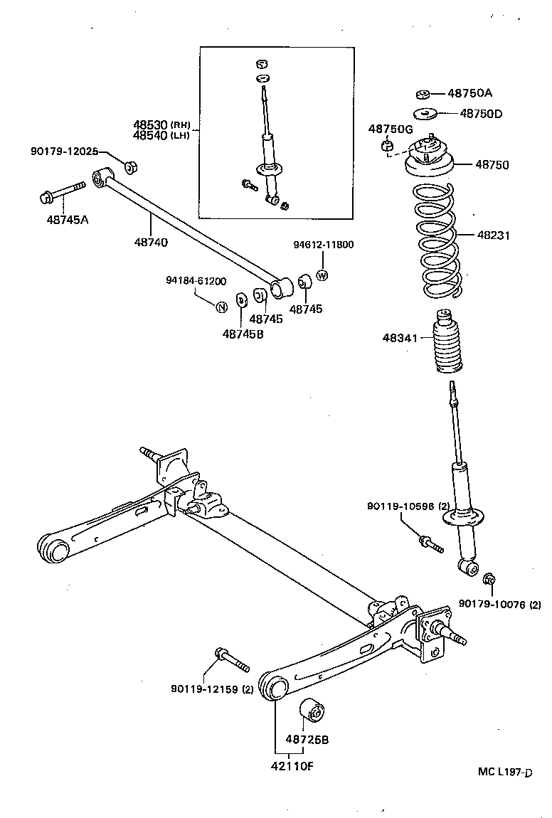 Toyota 48725-10031 BUSH, REAR SUSPENSION ARM, NO.1