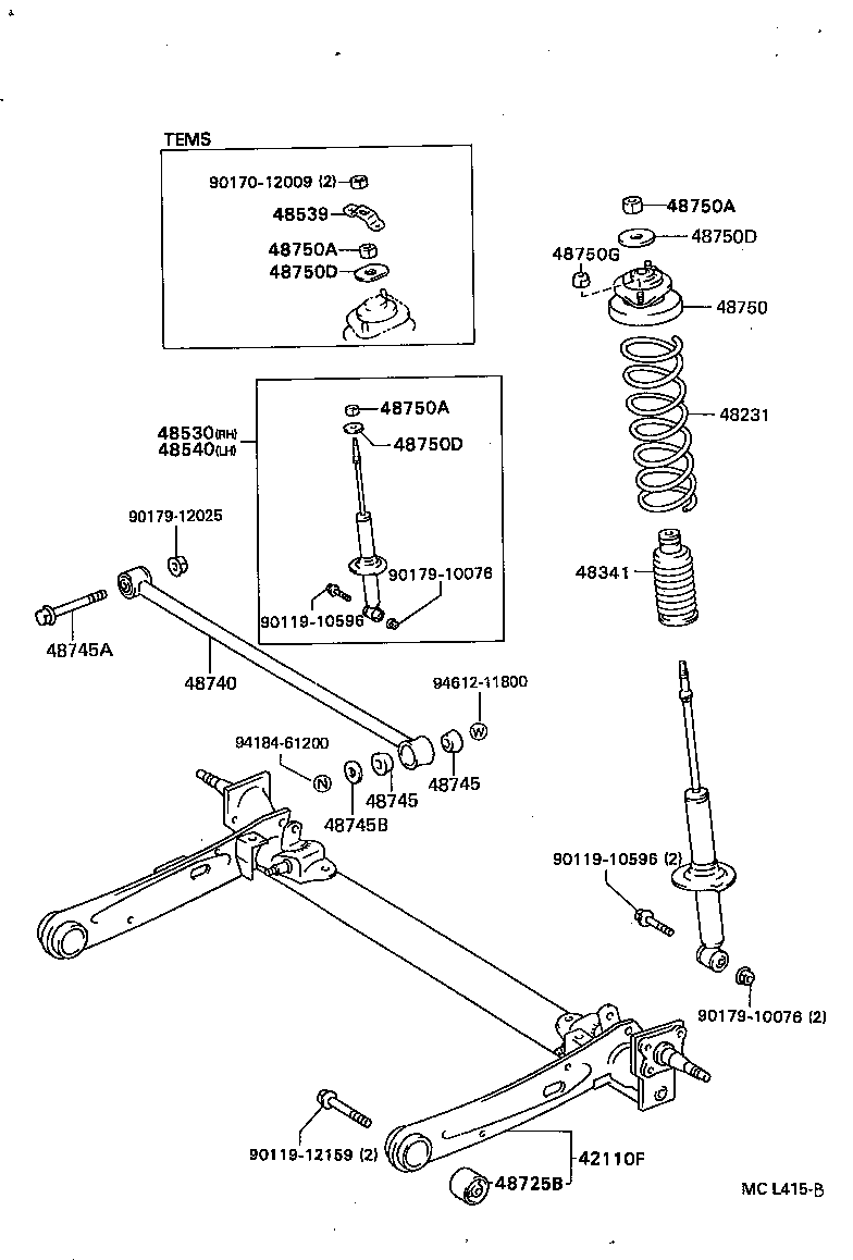 48530-19435 ABSORBER ASSY, SHOCK, REAR RH product image