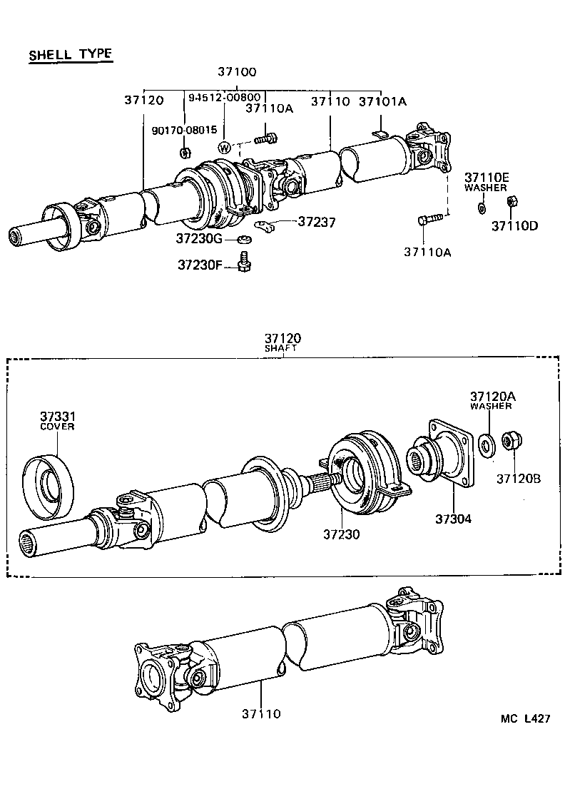 37100-30210 SHAFT ASSY, PROPELLER W/CENTER BEARING product image
