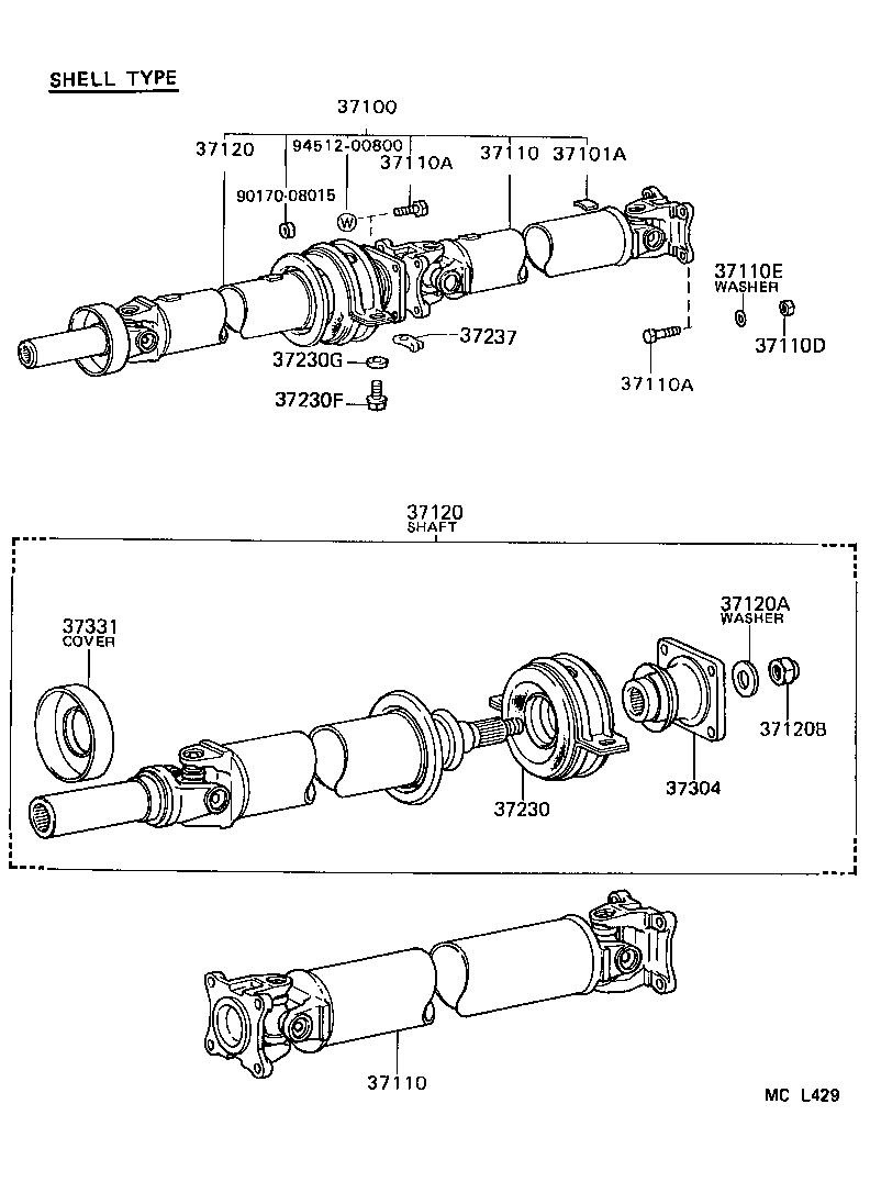 37402-22010 BEARING SUB-ASSY, UNIVERSAL JOINT SPIDER product image