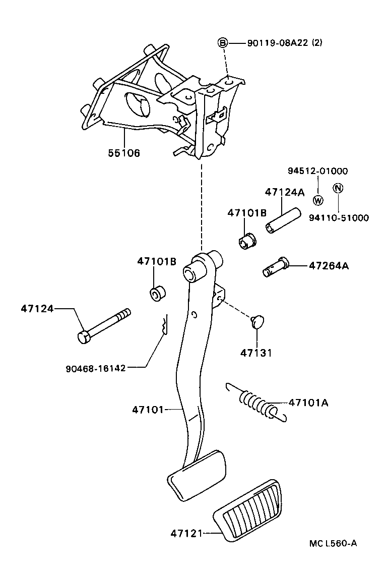 47101-24030 PEDAL SUB-ASSY, BRAKE product image