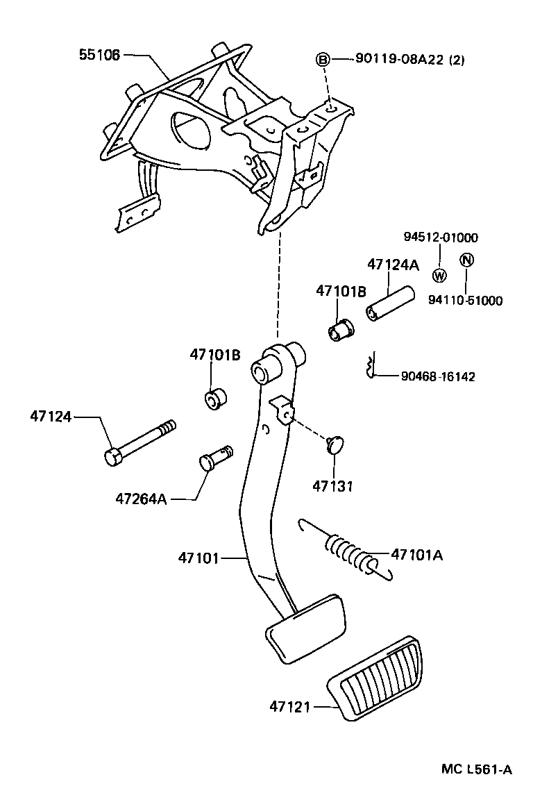 Toyota 47101-24050 PEDAL SUB-ASSY, BRAKE