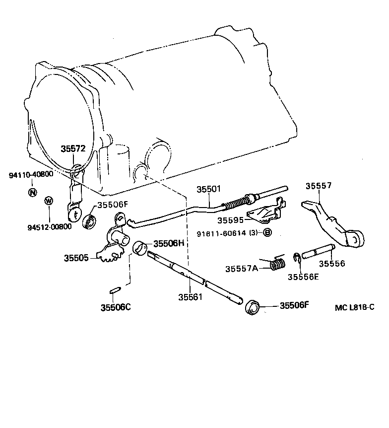 35505-50010 LEVER SUB-ASSY, MANUAL VALVE product image
