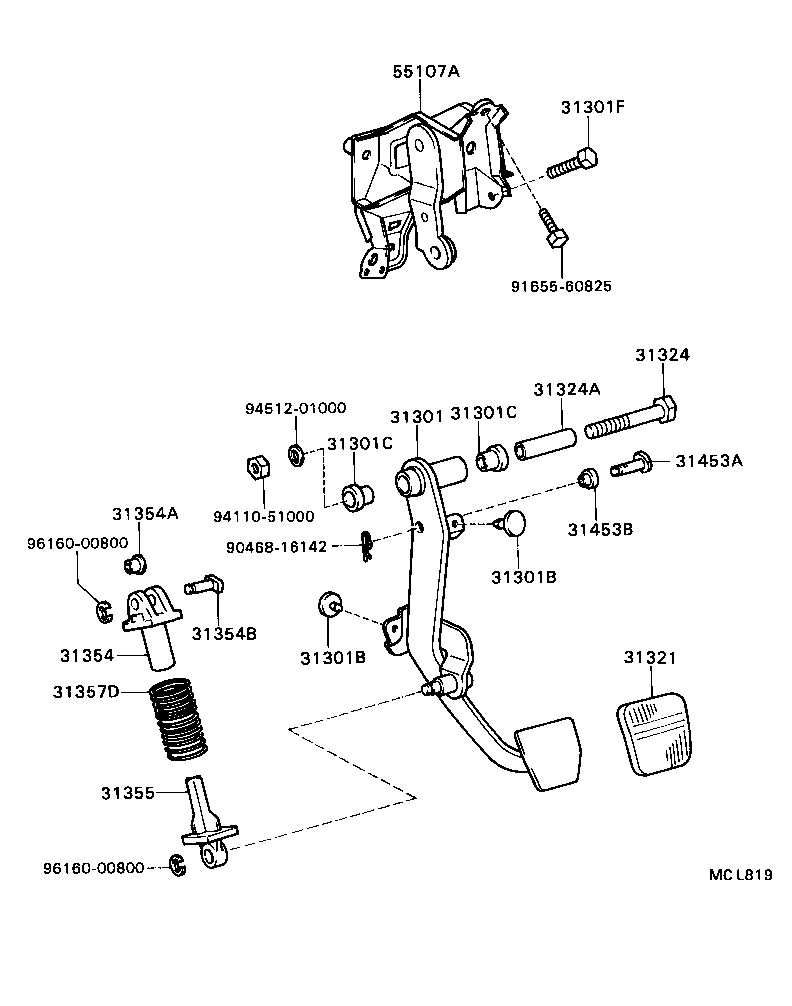 31301-33020 PEDAL SUB-ASSY, CLUTCH product image