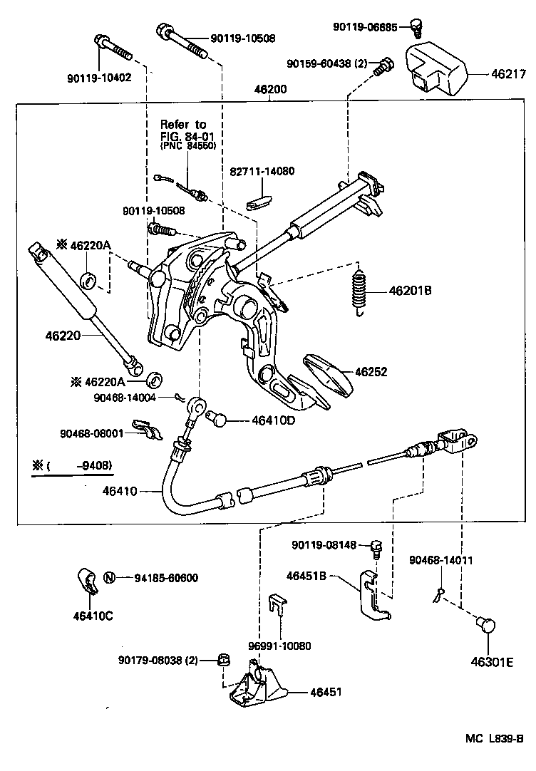 Toyota 46420-33040 CABLE ASSY, PARKING BRAKE, NO.2