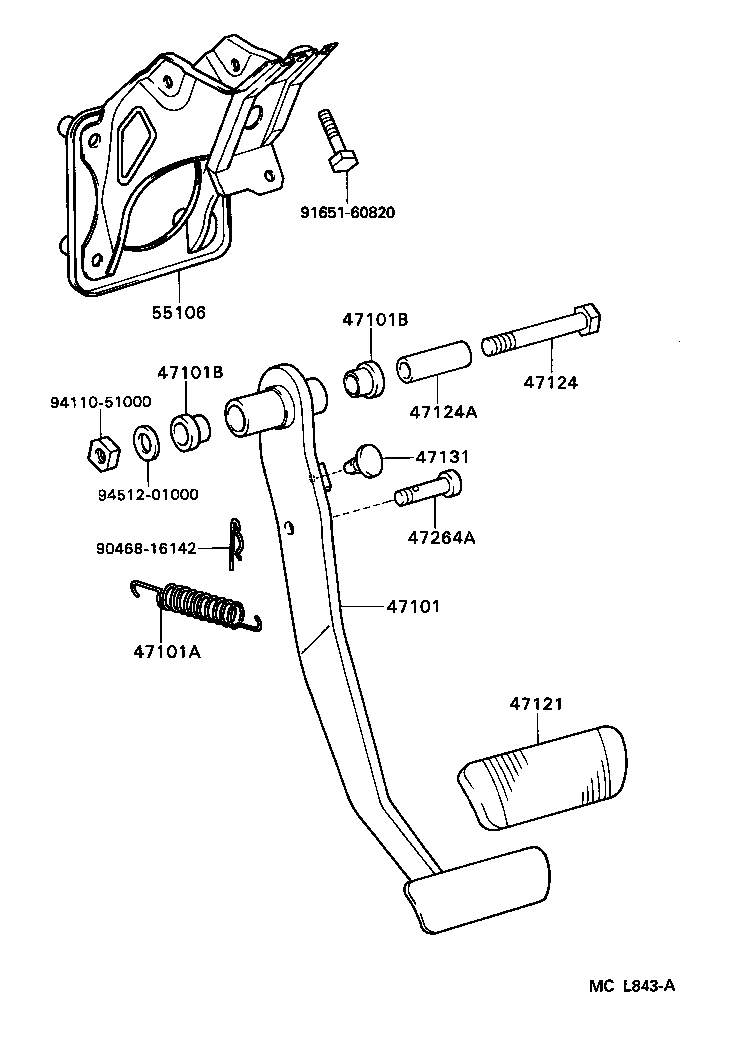 Toyota 47101-06010 PEDAL SUB-ASSY, BRAKE