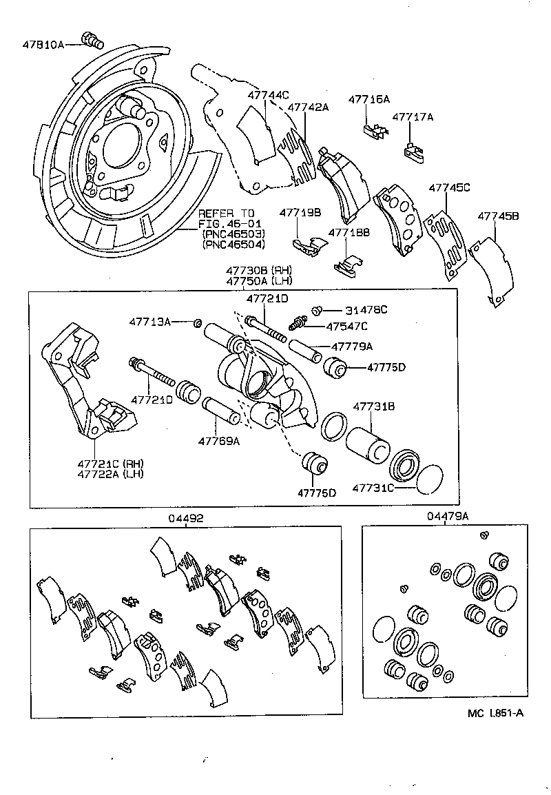 Toyota 04479-33020 CYLINDER KIT, DISC BRAKE, REAR