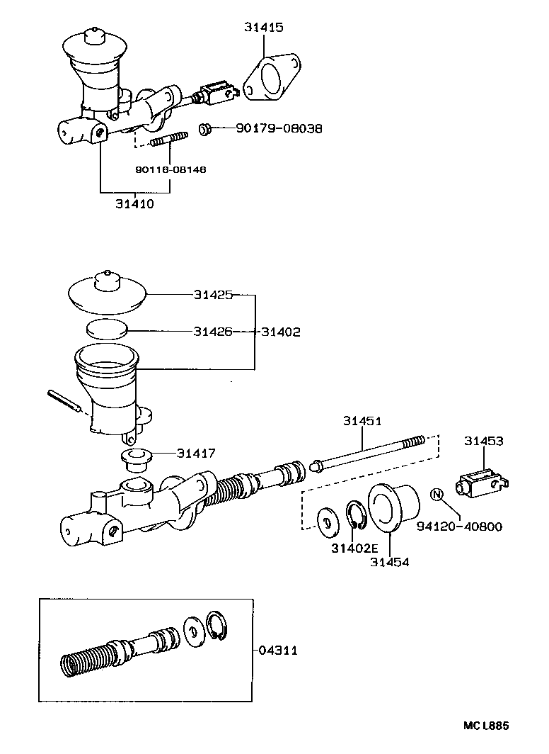 31410-14161 CYLINDER ASSY, CLUTCH MASTER product image