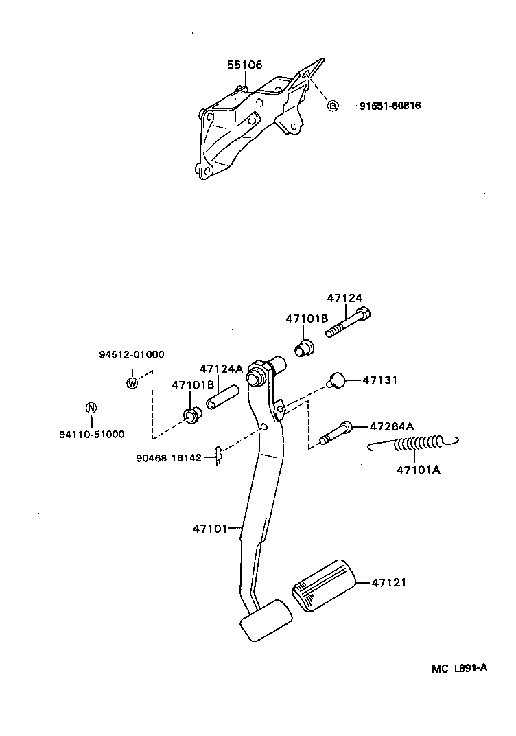 47101-12480 PEDAL SUB-ASSY, BRAKE product image