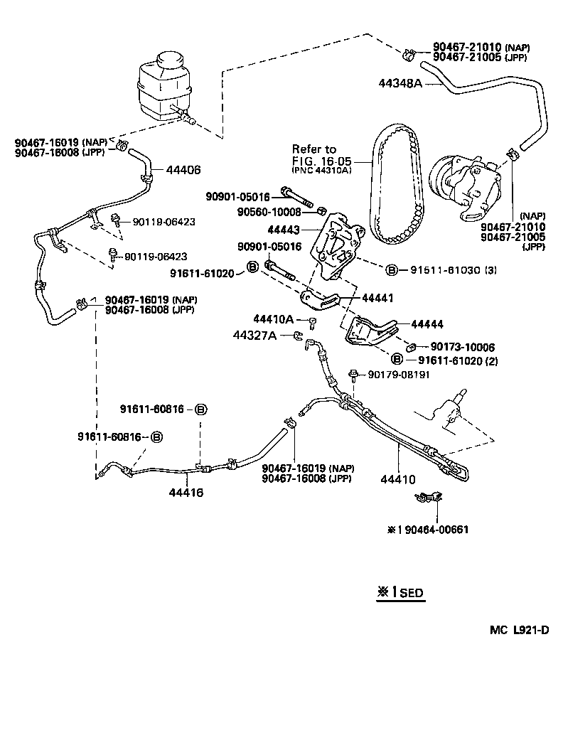 Toyota 44416-06010 TUBE, RETURN(FOR STEERING GEAR OUTLET)