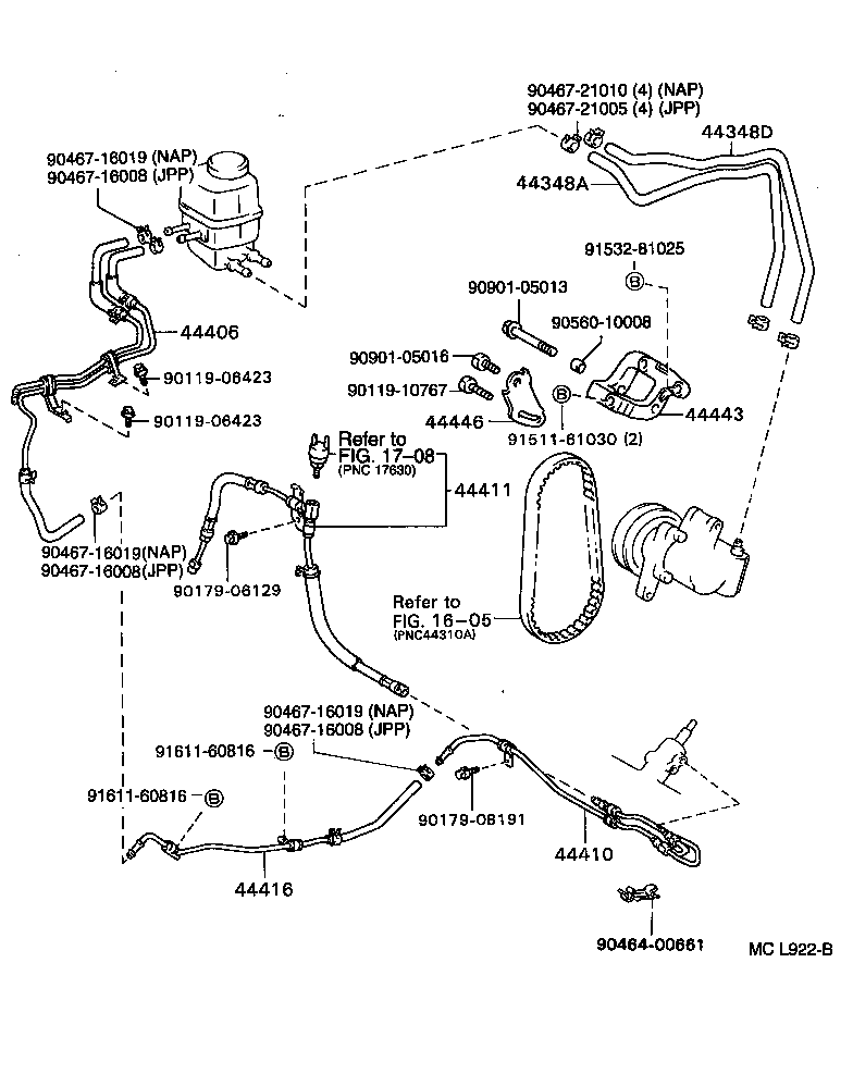 44348-06050 HOSE, OIL RESERVOIR TO PUMP, NO.2 product image