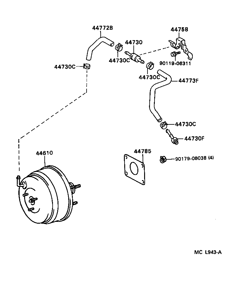 44772-07010 HOSE, CHECK VALVE TO BRAKE BOOSTER product image