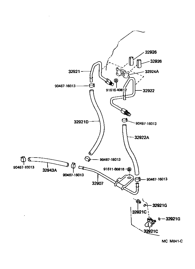 Toyota 32943-33041 HOSE, OIL COOLER OUTLET, NO.1