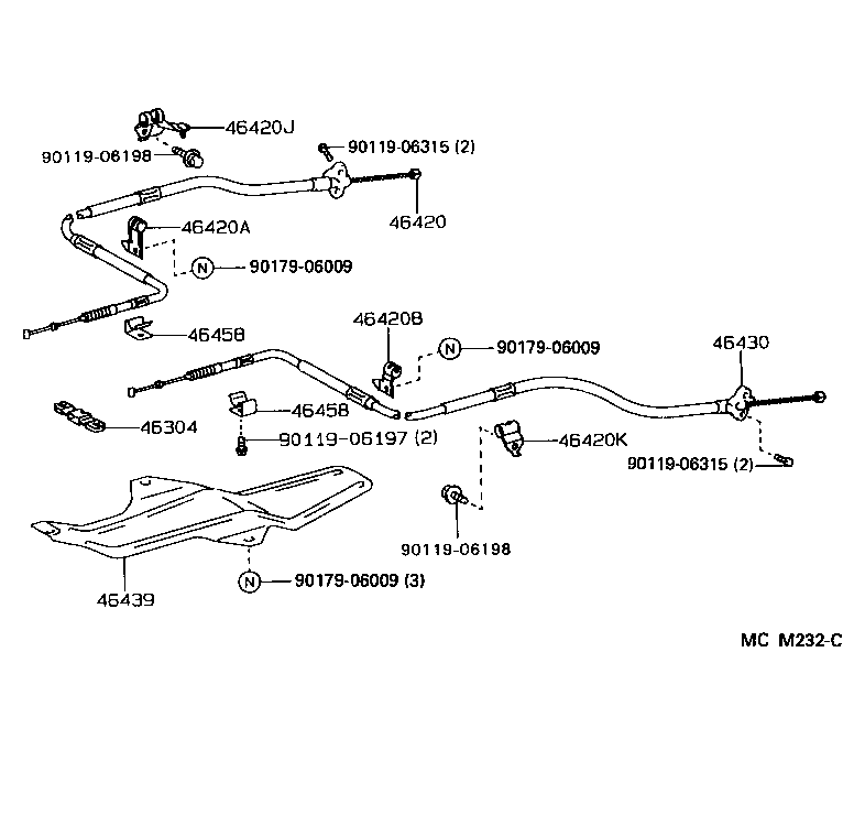 46451-33030 BRACKET, PARKING BRAKE CABLE SUPPORT product image