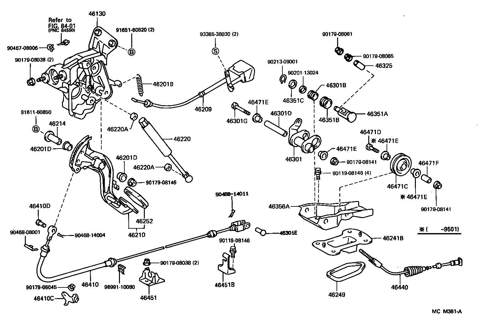 46451-33030 BRACKET, PARKING BRAKE CABLE SUPPORT product image