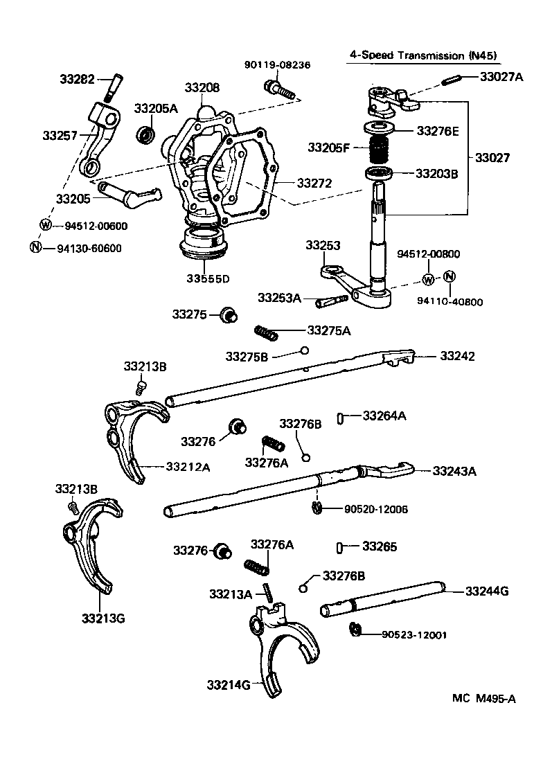 33242-30060 SHAFT, GEAR SHIFT FORK, NO.1 product image