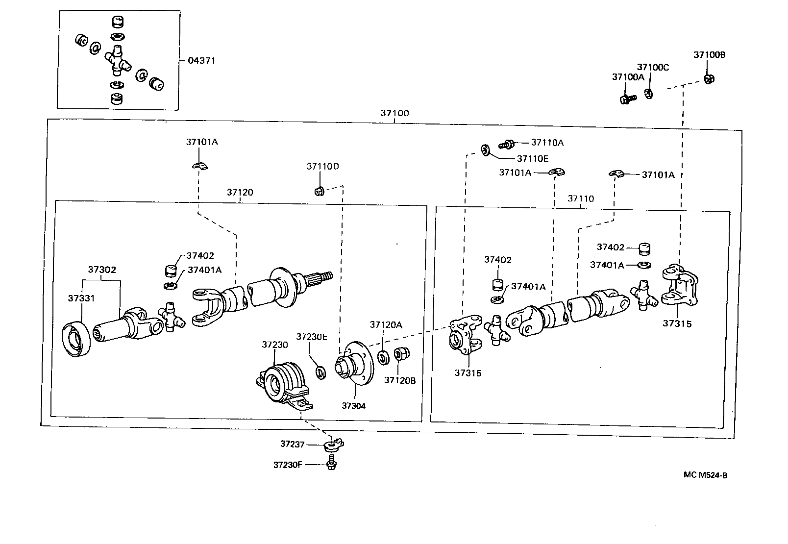 37100-30540 SHAFT ASSY, PROPELLER W/CENTER BEARING product image