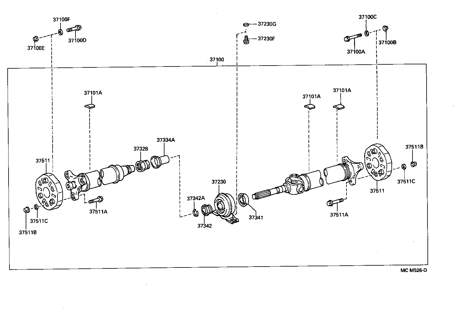 37100-30540 SHAFT ASSY, PROPELLER W/CENTER BEARING product image
