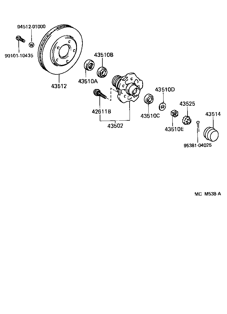 43502-30110 HUB SUB-ASSY, FRONT AXLE product image