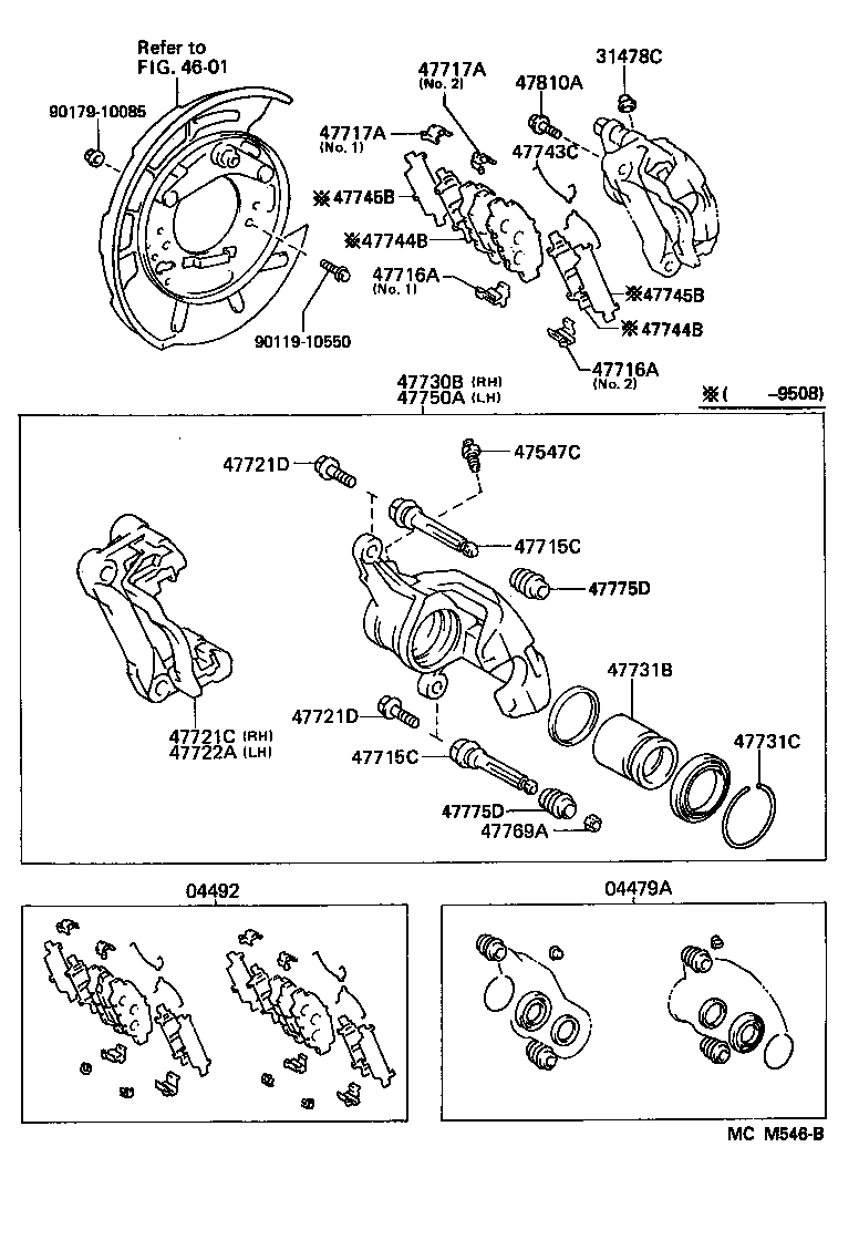 Toyota 04479-30141 CYLINDER KIT, DISC BRAKE, REAR