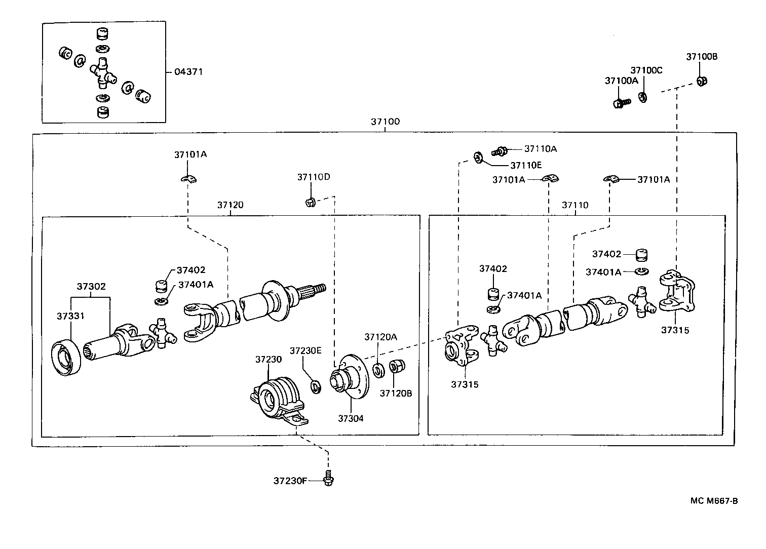 37100-30430 SHAFT ASSY, PROPELLER W/CENTER BEARING product image