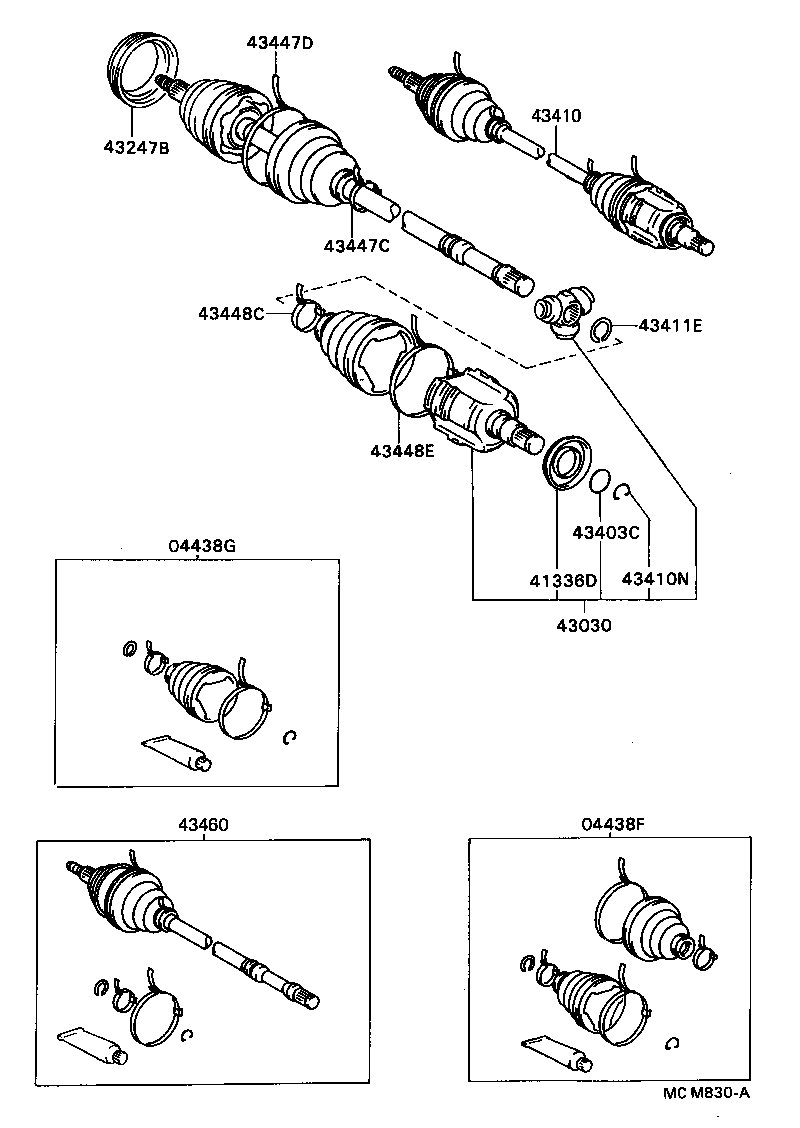 04438-12310 BOOT KIT, FRONT DRIVE SHAFT, IN & OUTBOARD, RH product image
