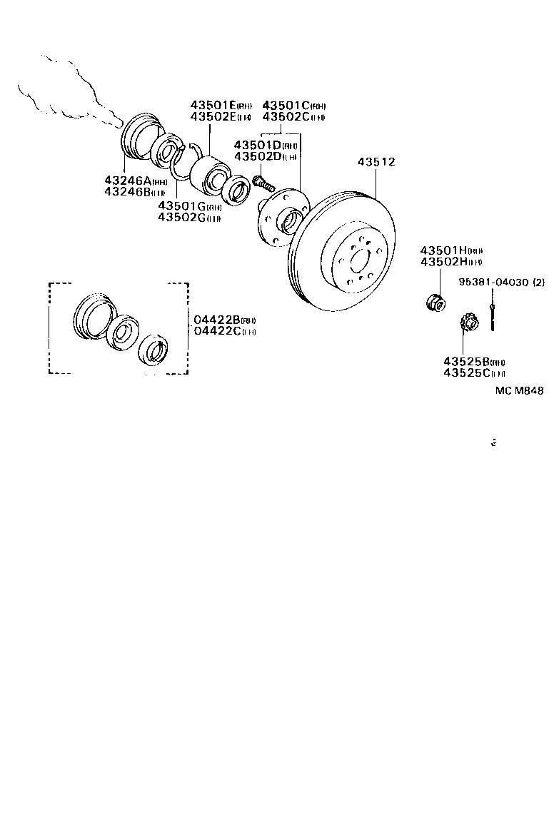 43502-20131 HUB SUB-ASSY, FRONT AXLE, RH product image