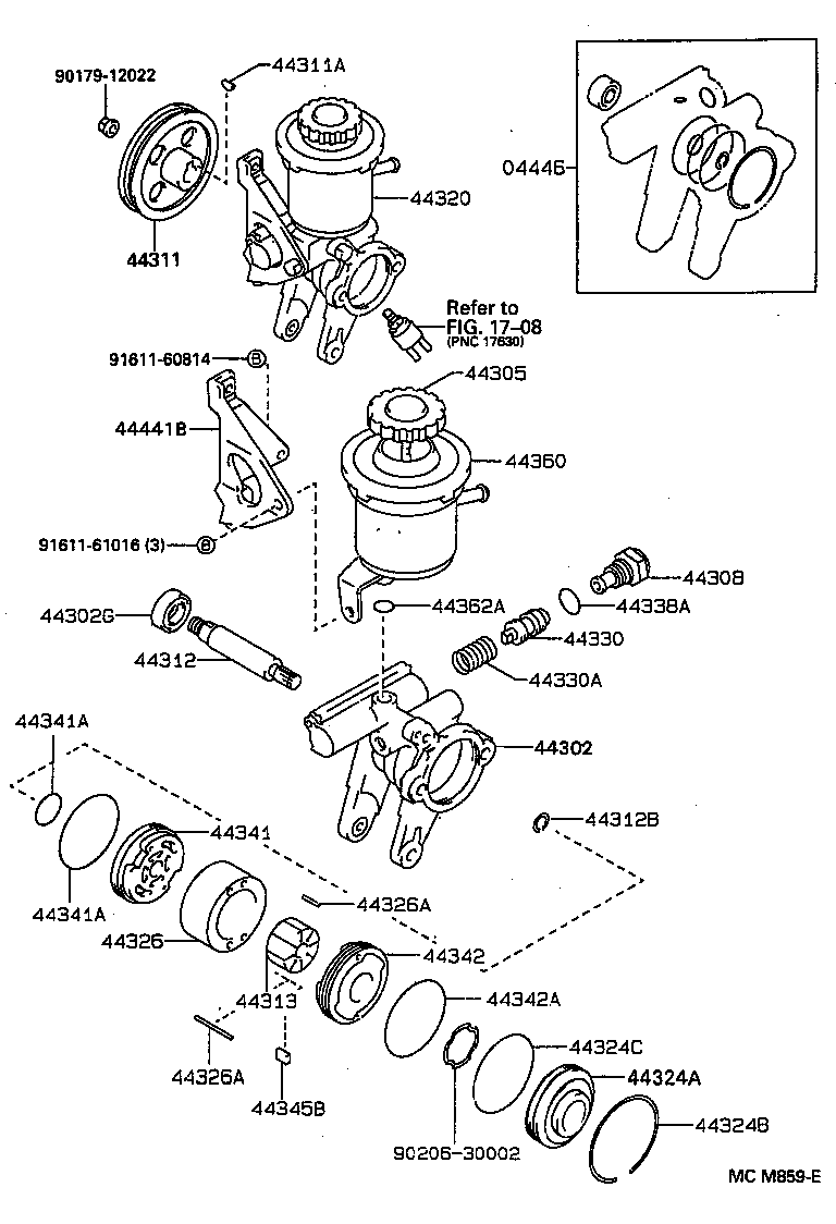 44305-05030 CAP SUB-ASSY, VANE PUMP OIL RESERVOIR product image