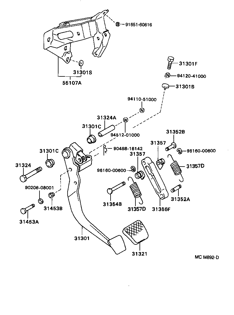 31301-20460 PEDAL SUB-ASSY, CLUTCH product image