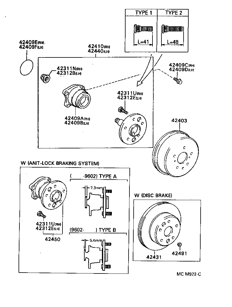 42409-05010 BEARING SUB-ASSY, REAR AXLE, RH product image