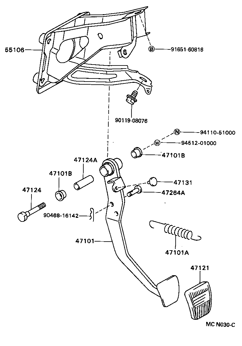 47101-05020 PEDAL SUB-ASSY, BRAKE product image