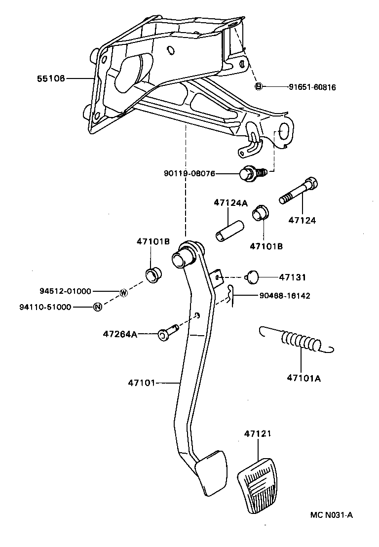 47101-05020 PEDAL SUB-ASSY, BRAKE product image