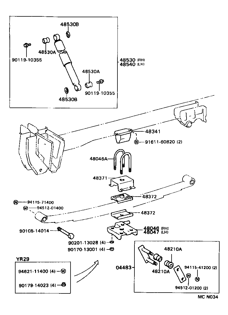48147-36051 BOLT, REAR SPRING, CENTER product image