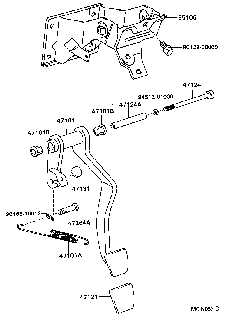 47101-34010 PEDAL SUB-ASSY, BRAKE product image