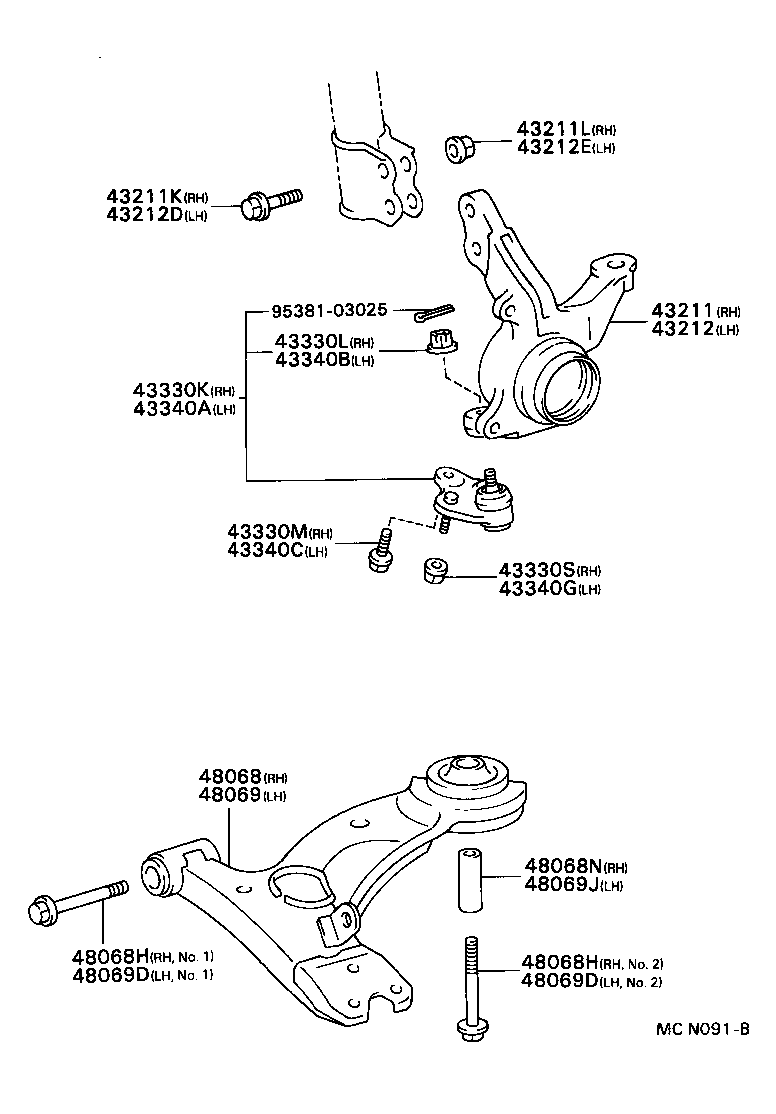 43212-20180 KNUCKLE, STEERING, LH product image