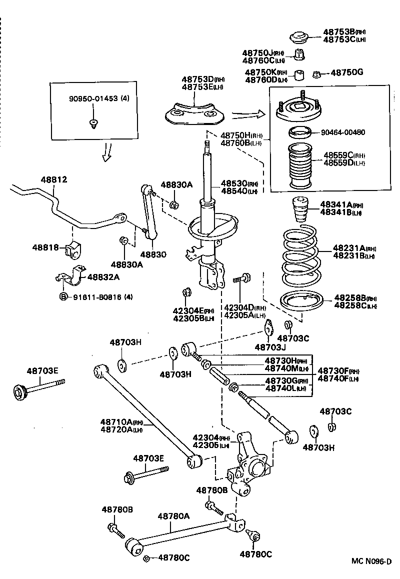 42304-20170 CARRIER SUB-ASSY, REAR AXLE, RH product image