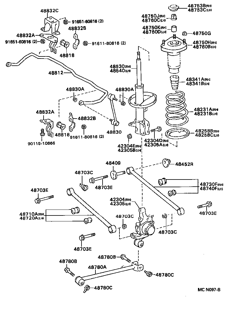 42304-20170 CARRIER SUB-ASSY, REAR AXLE, RH product image