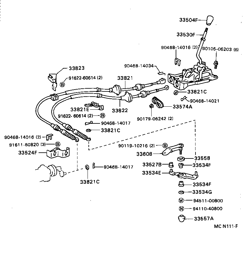 33823-20140 BRACKET, TRANSMISSION CONTROL CABLE, NO.1 product image