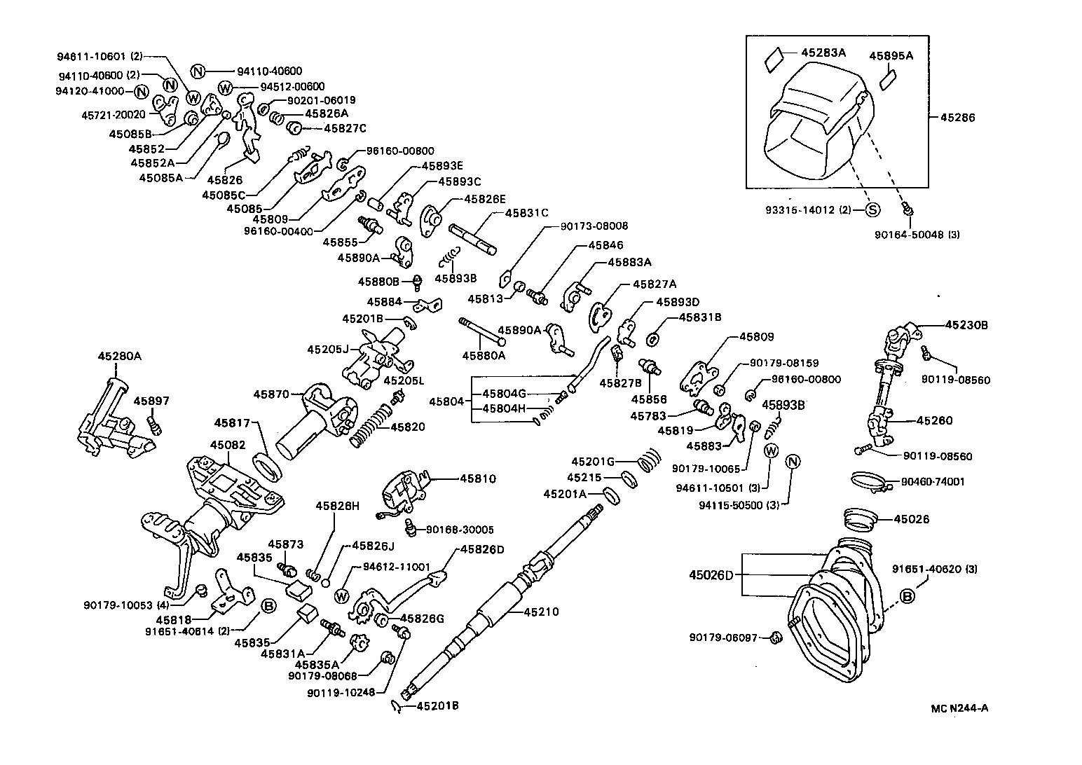 45205-32130 TUBE SUB-ASSY, STEERING COLUMN, UPPER product image
