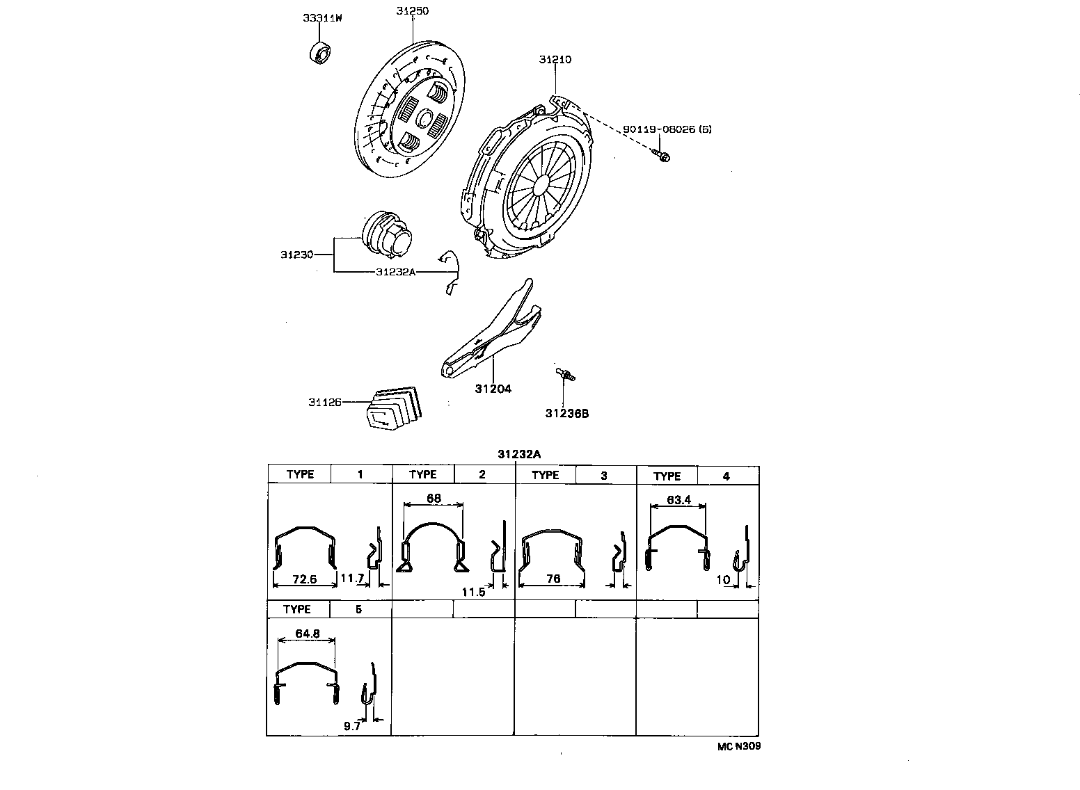 31230-30150 BEARING ASSY, CLUTCH RELEASE product image